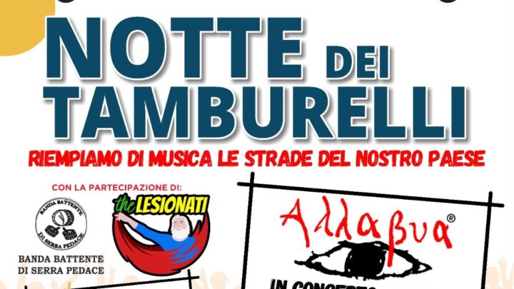 Il 1° giugno, a Monteroni, 2ª edizione della “Notte dei Tamburelli”