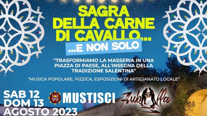 Sabato 12 e domenica 13 agosto “Totò Meat Festival-Sagra della carne di cavallo” presso la Masseria Palmento