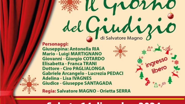 “Il giorno del giudizio”: commedia in vernacolo del gruppo “Controscena” promossa dalla Fidas (14 dicembre, ore 20, Auditorium scolastico)