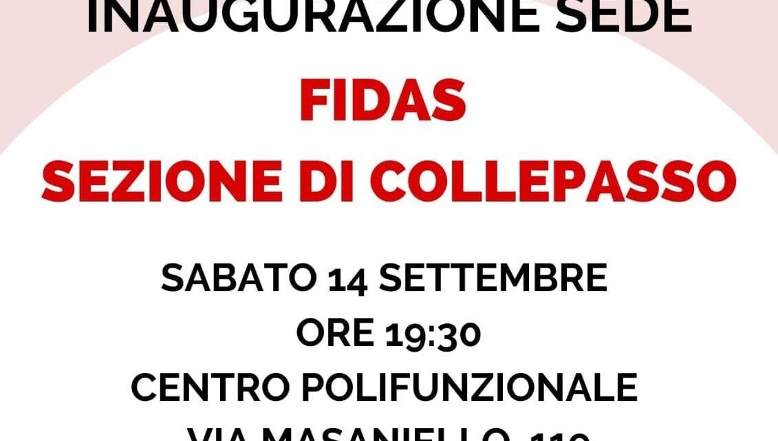 Inaugurazione nuova sede Associazione Donatori di Sangue “P. Ferrari” di Collepasso (14 settembre, ore 19.30)