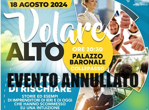 Annullato l’evento “Volare Alto” per la prematura e fatale scomparsa del 23enne Giuseppe Russo