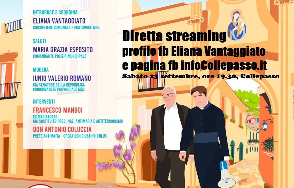 In diretta streaming l’incontro con Don Antonio Coluccia e l’ex Magistrato Francesco Mandoi