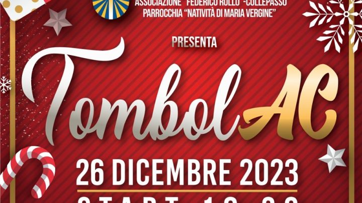 “TombolAC” di Santo Stefano: l’Azione Cattolica “F. Rollo” organizza l’annuale tombolata (ore 18.30, Auditorium Scuola Primaria)