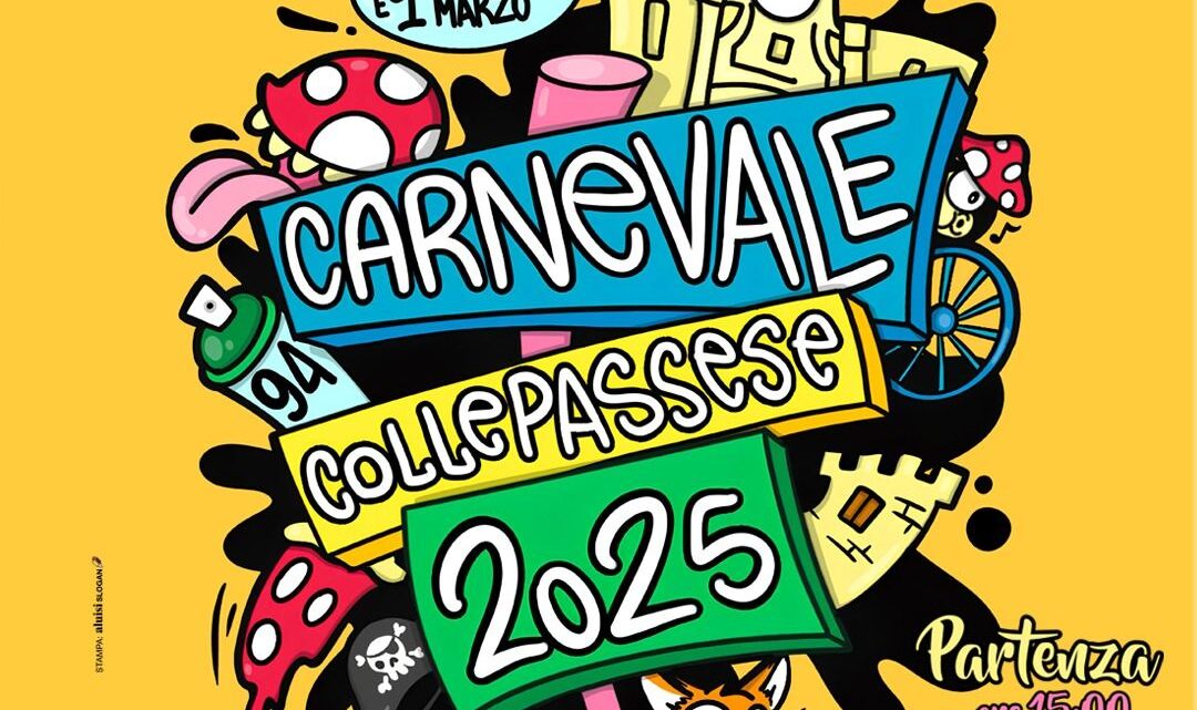 “Carnevale Collepassese 2025” il 27 febbraio e il 1° marzo, ore 15-19.30, con sfilate di carri e gruppi mascherati