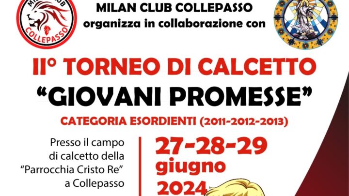 2° Torneo di Calcetto “Giovani Promesse” organizzato dal “Milan Club” presso Chiesa Cristo Re (27-28-29 giugno)