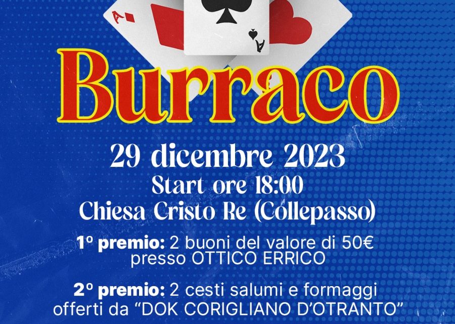 1° Torneo di Burraco del Circolo Nerazzurro (Chiesa Cristo Re, 29 dicembre, ore 18)