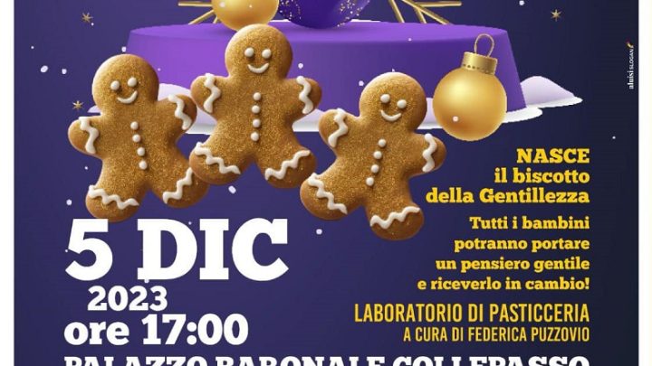 “Natale si tinge di Viola” con il “Biscotto della Gentilezza”, iniziativa dell’Amministrazione (5 dicembre, ore 17, Palazzo Baronale)