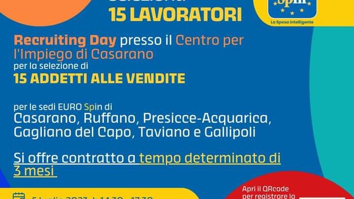 Eurospin seleziona 15 lavoratori: “recruiting day” (reclutamento) presso Centro Impiego Casarano (5 luglio, ore 14.30-17.30)