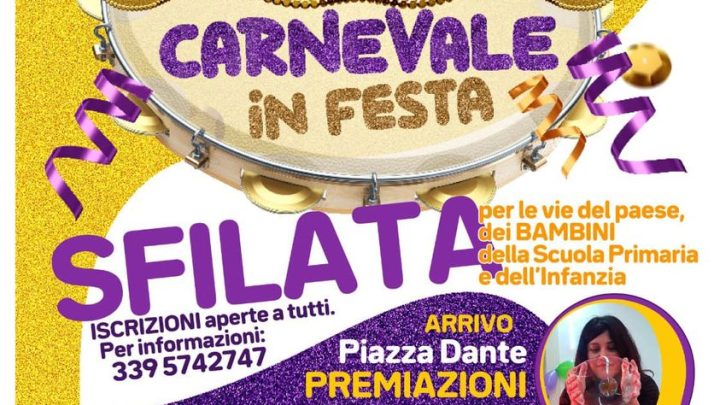 Carnevale in festa: sfilata dei bambini delle Scuole Primaria e dell’Infanzia per le vie del paese (9 febbraio, ore 15)