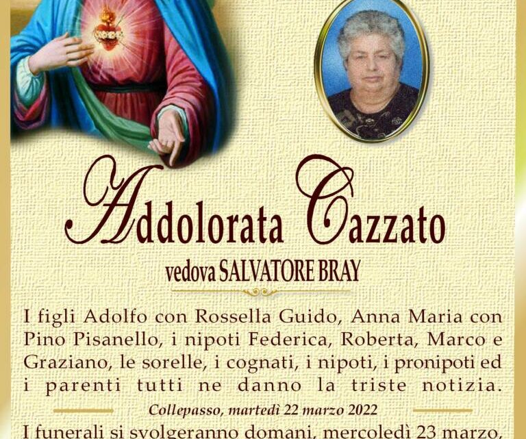 È morta Addolorata Cazzato, ved. Bray