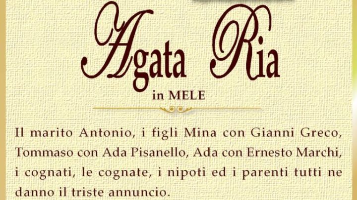 È morta Agata Ria