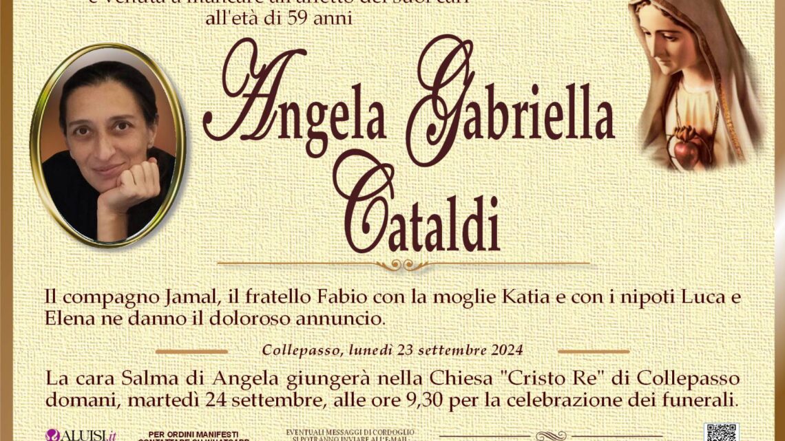 È morta Angela Gabriella Cataldi