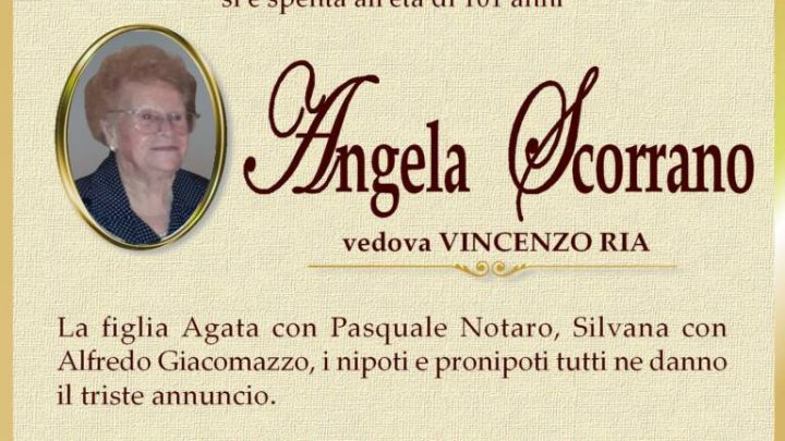 È morta Angela Scorrano, ved. Ria