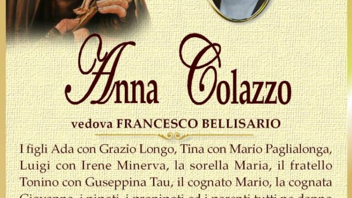 È morta Anna Colazzo, ved. Bellisario