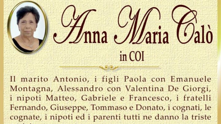 È morta Anna Maria Calò in Coi