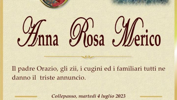 È morta Anna Rosa Merico