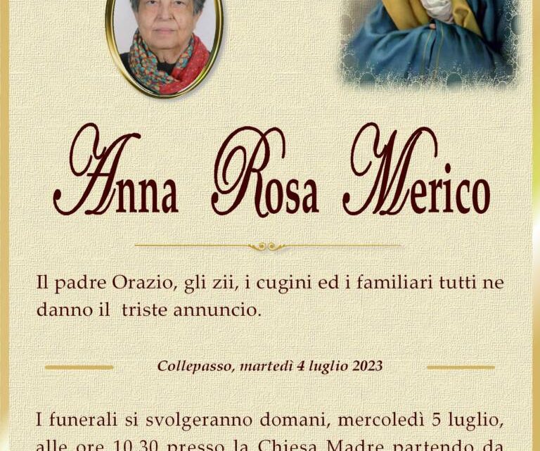 È morta Anna Rosa Merico