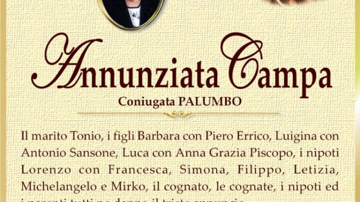 È morta Annunziata Campa in Palumbo