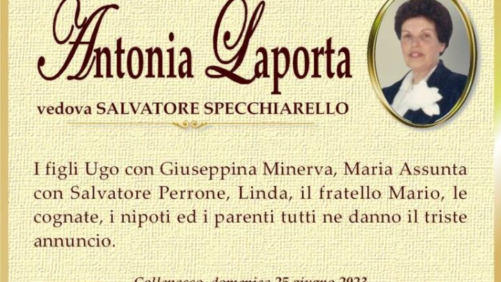 È morta Antonia Laporta, ved. Specchiarello