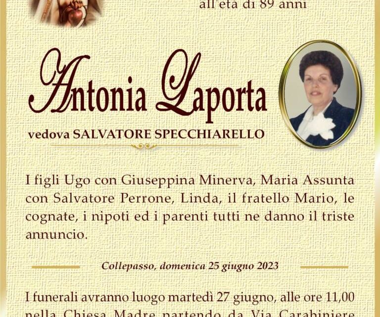 È morta Antonia Laporta, ved. Specchiarello