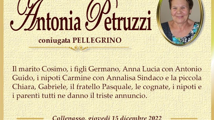 È morta Antonia Petruzzi in Pellegrino