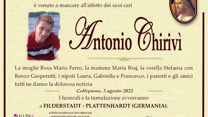 È morto Antonio Chirivì