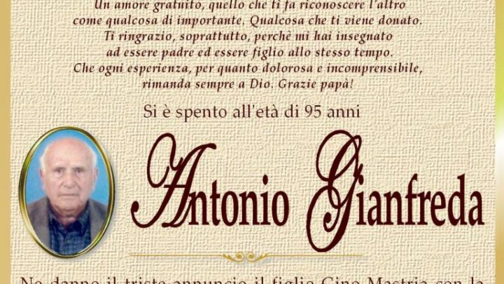 È morto Antonio Gianfreda