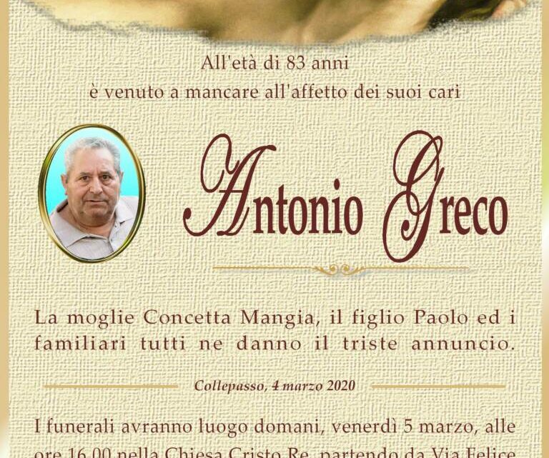 È morto Antonio Greco