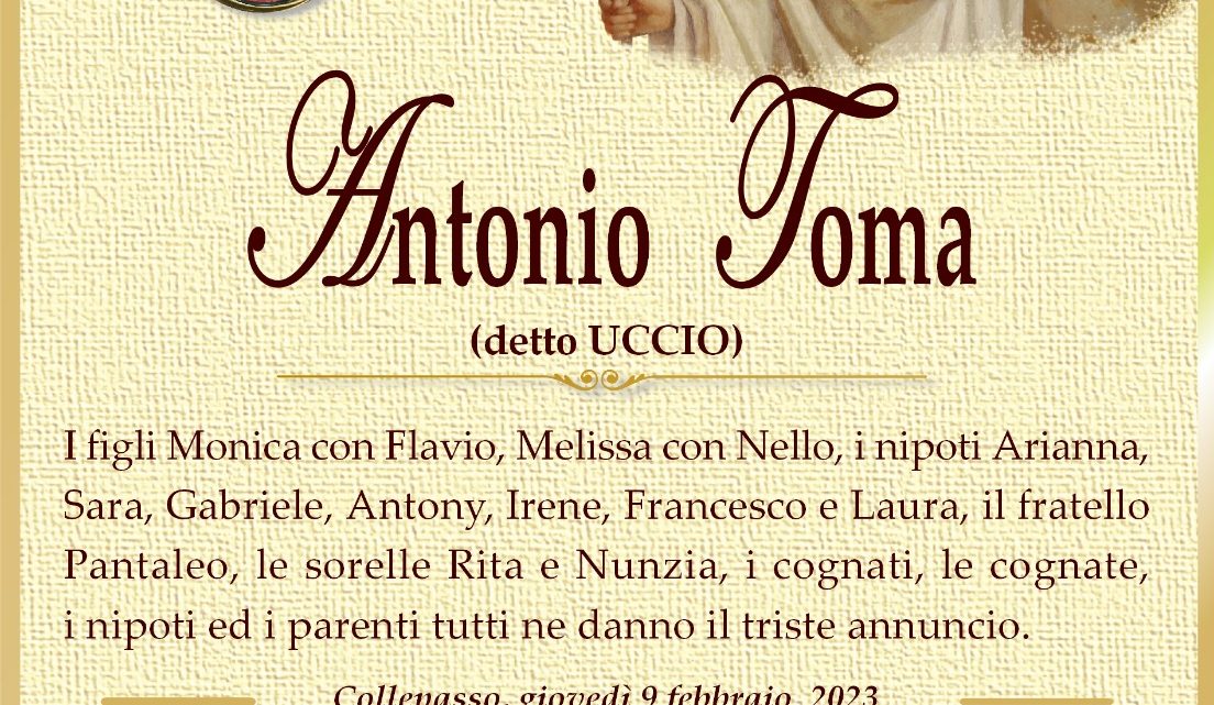 È morto Antonio “Uccio” Toma