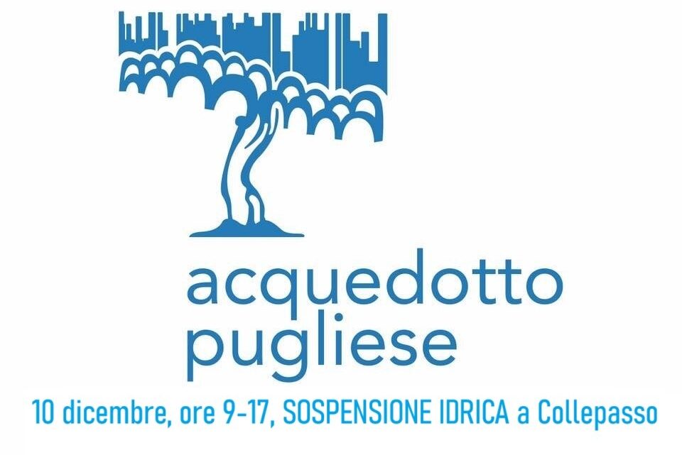 Martedì 10 dicembre, ore 9-17, sospensione idrica nell’abitato e nella Zona Industriale di Collepasso