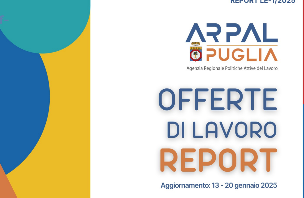 Offerte di lavoro Ambito di Lecce Arpal Puglia (1° Report 2025, 13-20 gennaio)