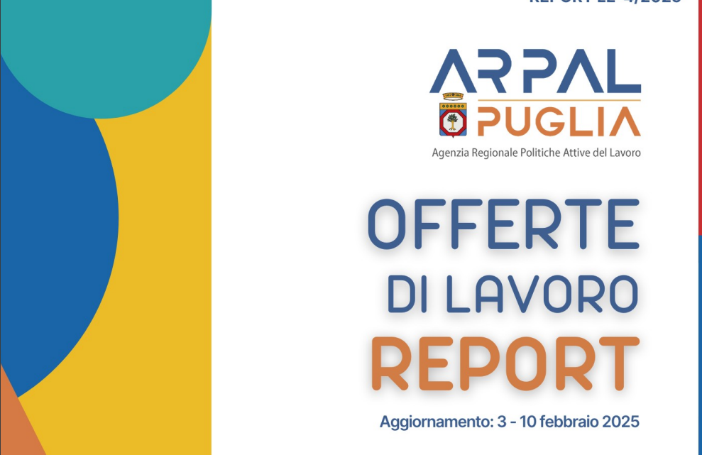 Offerte di lavoro Ambito di Lecce Arpal Puglia (4° Report, 3-10 febbraio)