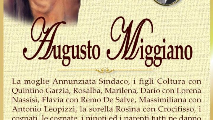 È morto Augusto Miggiano