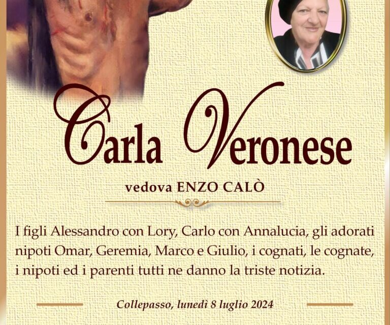 È morta Carla Veronese, ved. Calò