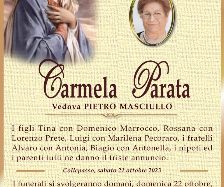 È morta Carmela Parata, ved. Masciullo