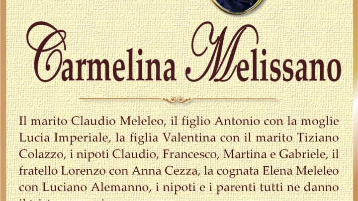 È morta Carmelina Melissano in Meleleo