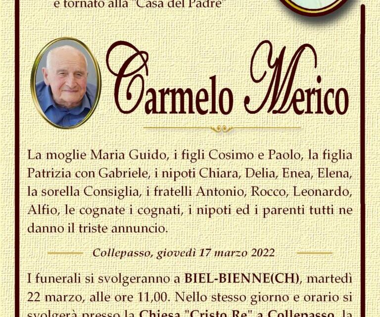 È morto Carmelo Merico