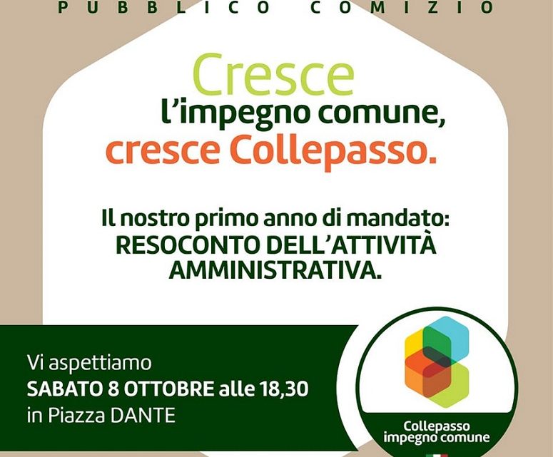 Comizio del gruppo di maggioranza “Collepasso impegno comune” (8 ottobre, ore 18.30, piazza Dante)