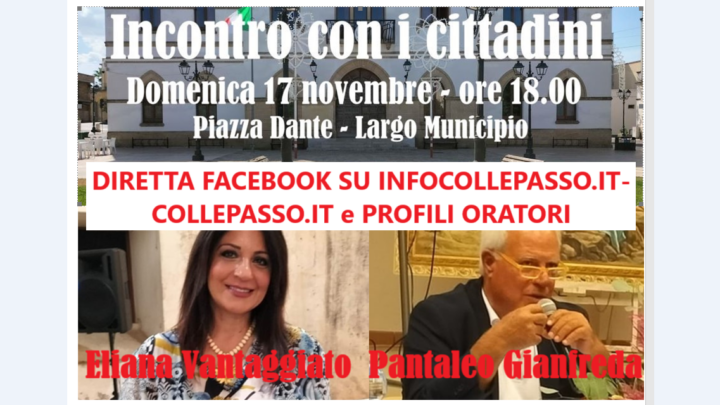 Il comizio di questa sera (17 novembre, ore 18) trasmesso in diretta streaming su facebook