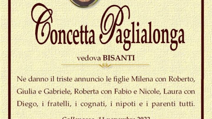 È morta Concetta Paglialonga, ved. Bisanti