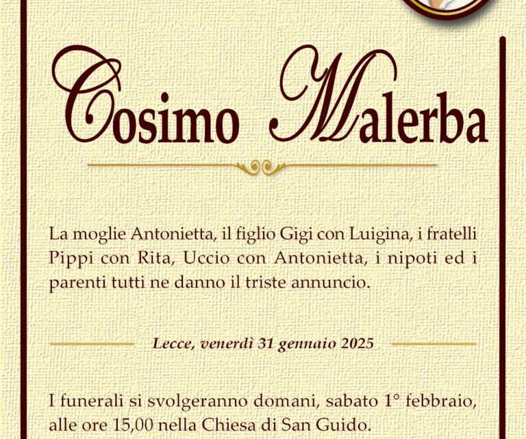 È morto Cosimo Malerba