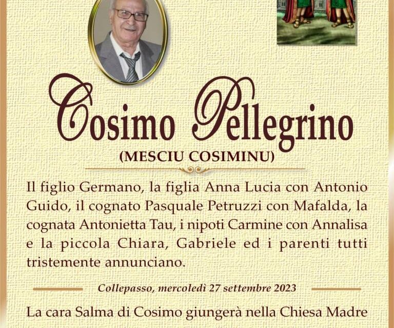 È morto Cosimo Pellegrino