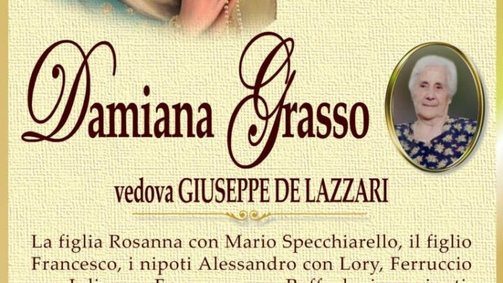 È morta Damiana Grasso, ved. De Lazzari