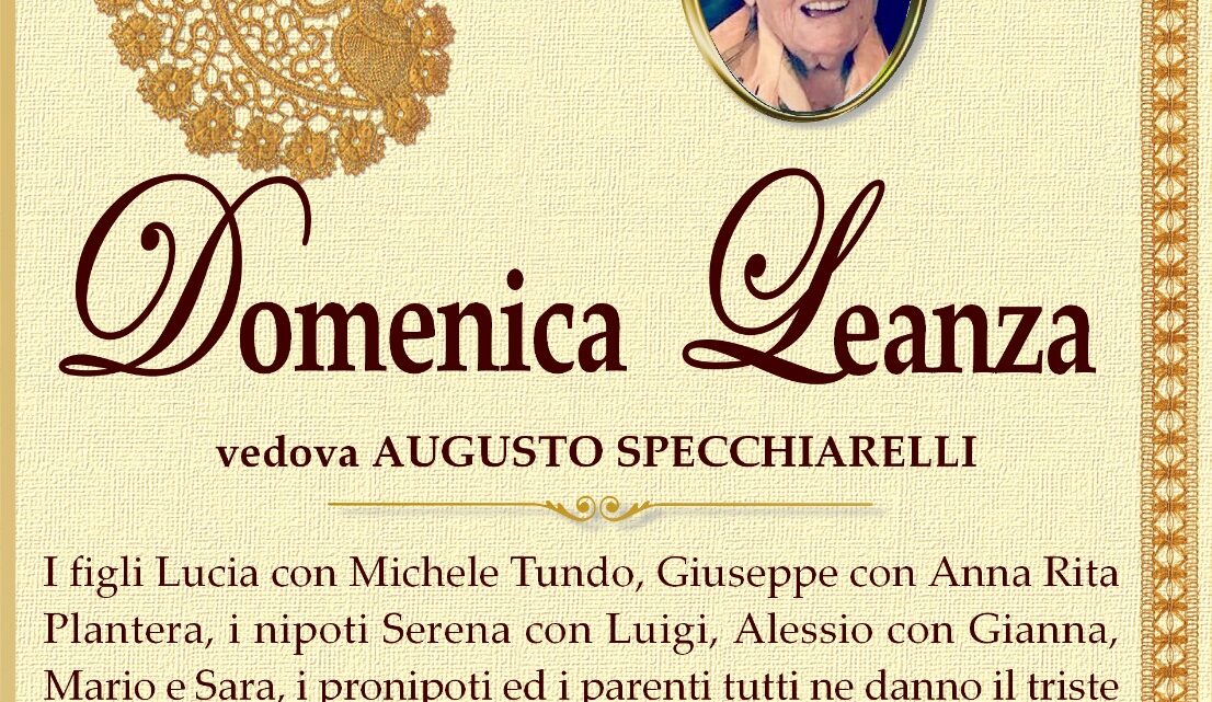 E’ morta Domenica Leanza, ved. Specchiarelli