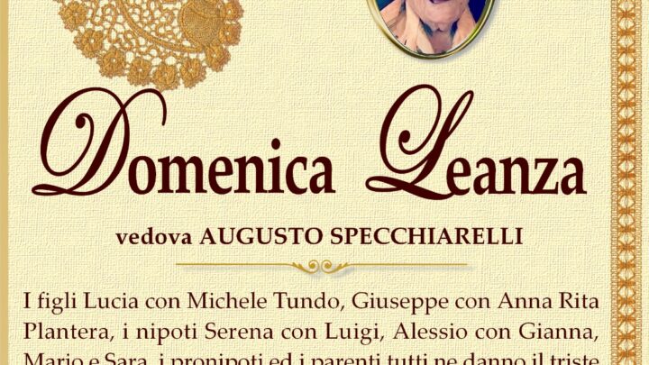 E’ morta Domenica Leanza, ved. Specchiarelli