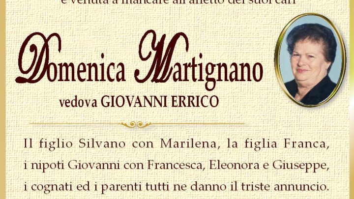 È morta Domenica Martignano, ved. Errico