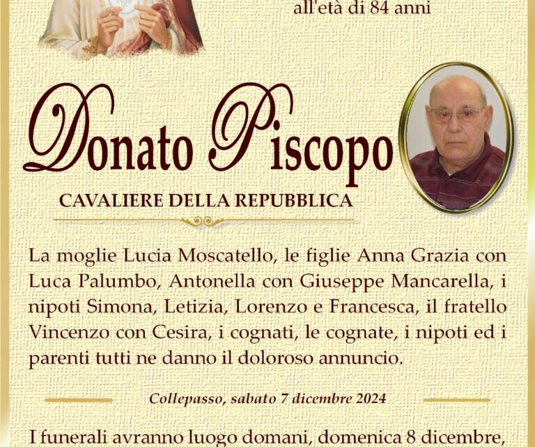 È morto Donato Piscopo