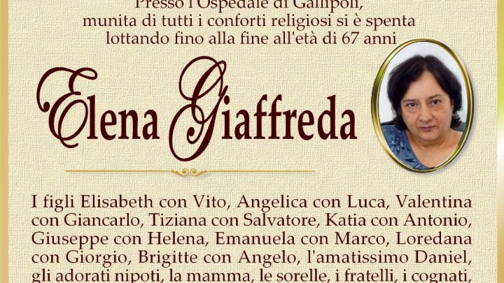 È morta Elena Giaffreda