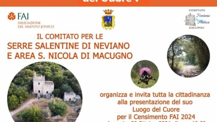 Domenica 20 ottobre, ore 10, evento a San Nicola di Macugno (sulla Collepasso-Neviano), “Luogo del Cuore” FAI