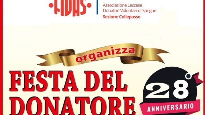 “Festa del Donatore” nel 28°anniversario dell’associazione “Fidas Collepasso” (16-17 dicembre)